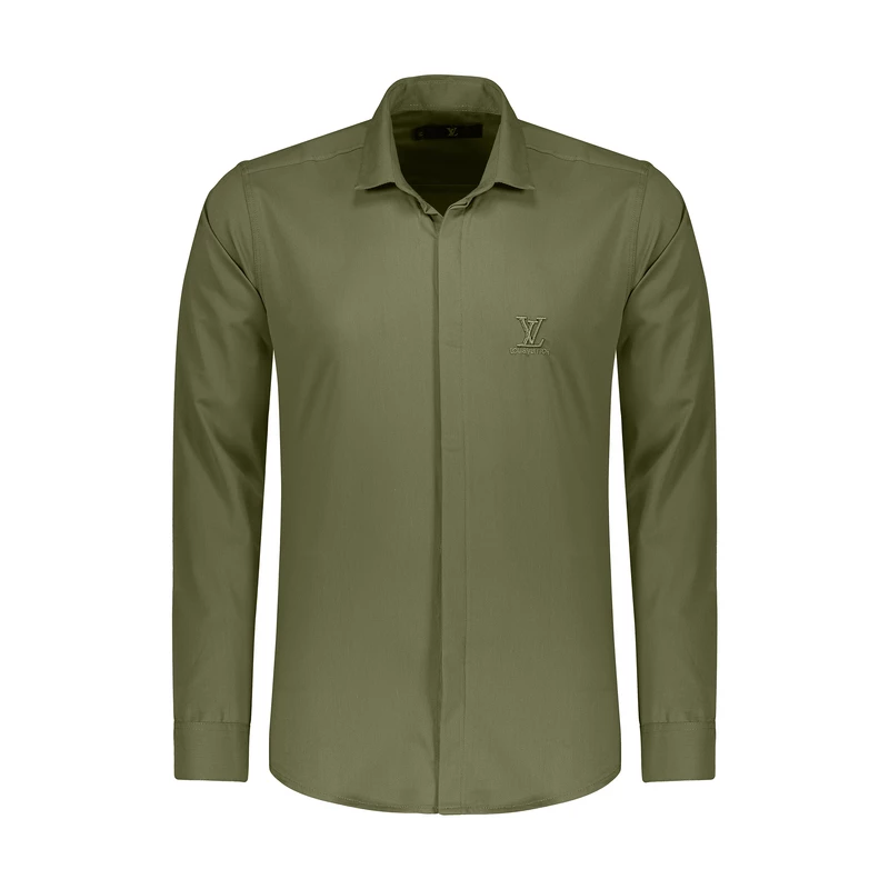 پیراهن آستین بلند مردانه مدل LVT-55 رنگ سبز