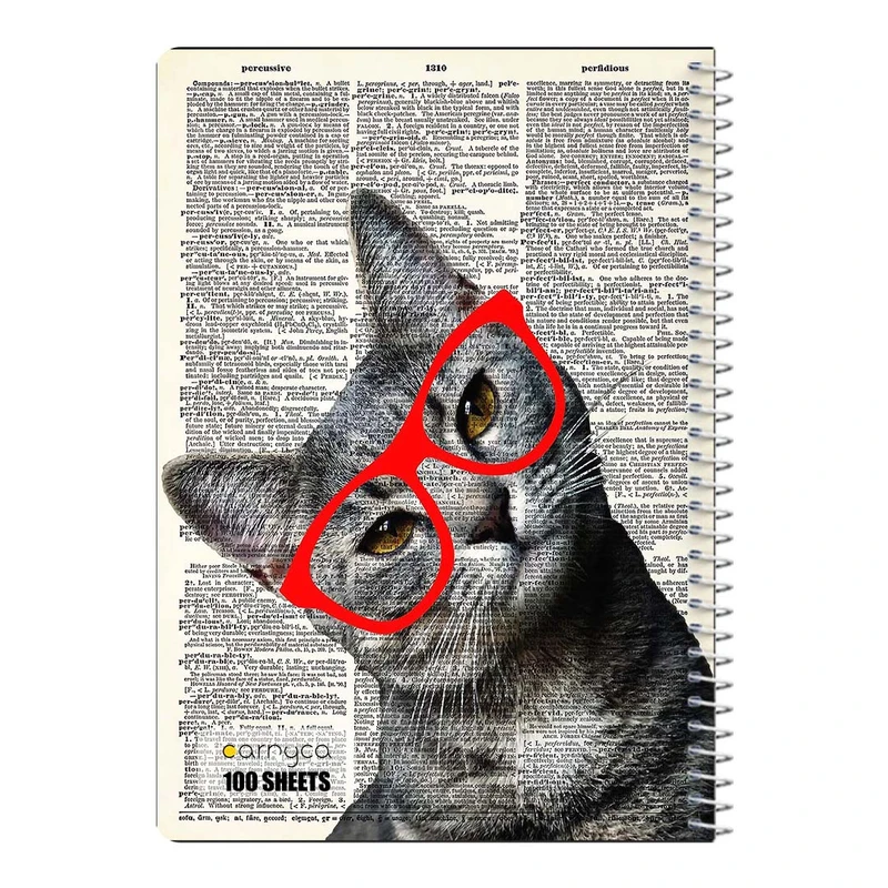 دفتر مشق 100 برگ سیمی کارنیکا طرح روزنامه وینتج حیوانات Vintage Newspaper Animals کد 59027