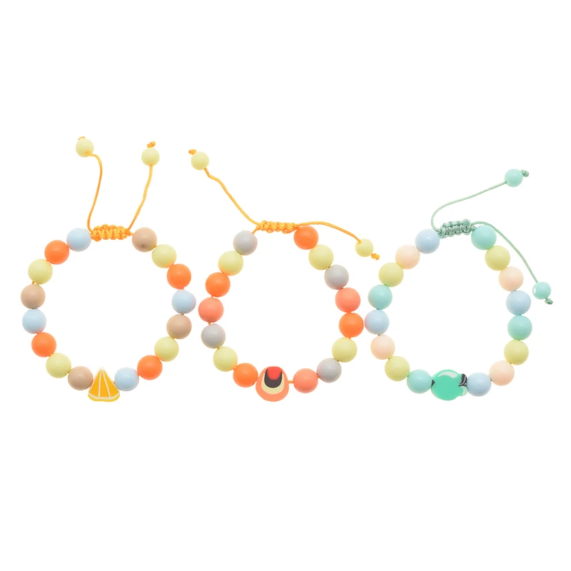 دستبند دخترانه دلنار گالری مدل میوه ها بسته 3 عددی