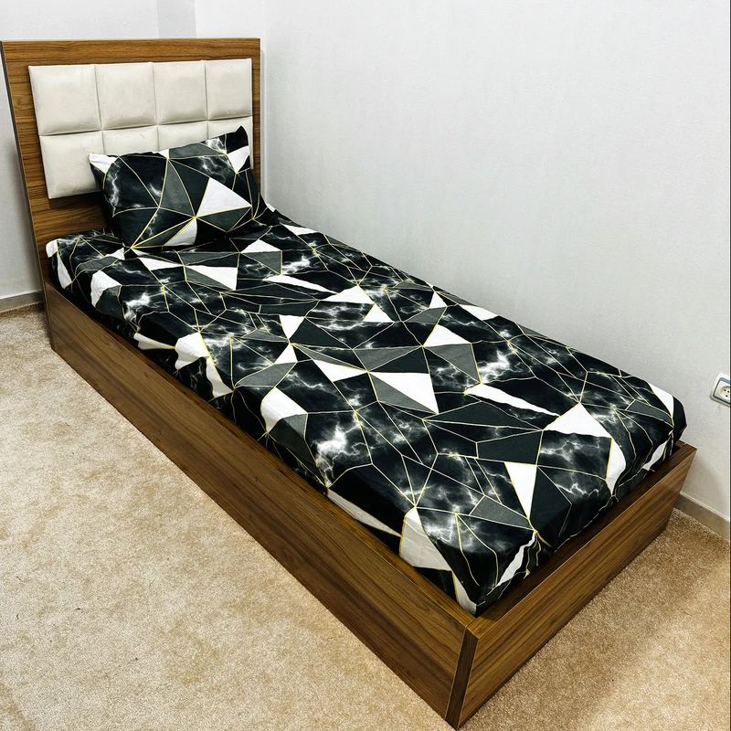 سرویس ملحفه ناتوسا مدل هندسی کد 120 یک نفره دو تکه