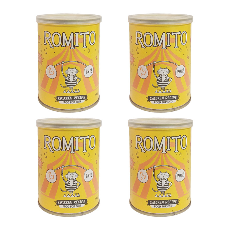 کنسرو غذای گربه رومیتو مدل پته مرغ وزن 380 گرم مجموعه 4 عددی