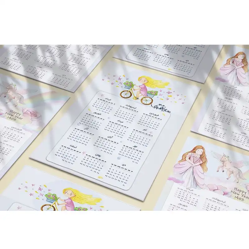 تقویم دیواری سال 1402 مدل دختر و دوچرخه