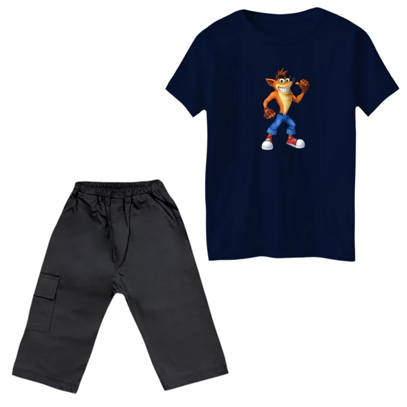 ست تی‌شرت و شلوارک پسرانه مدل کراش کد 1