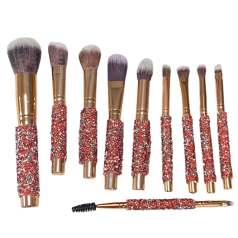 ست برس آرایشی مدل نگینی بسته 10 عددی