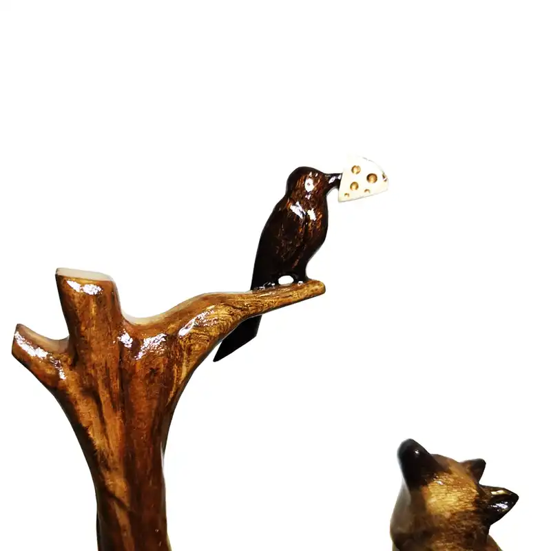 مجسمه چوبی طرح روباه و زاغ کد 4003