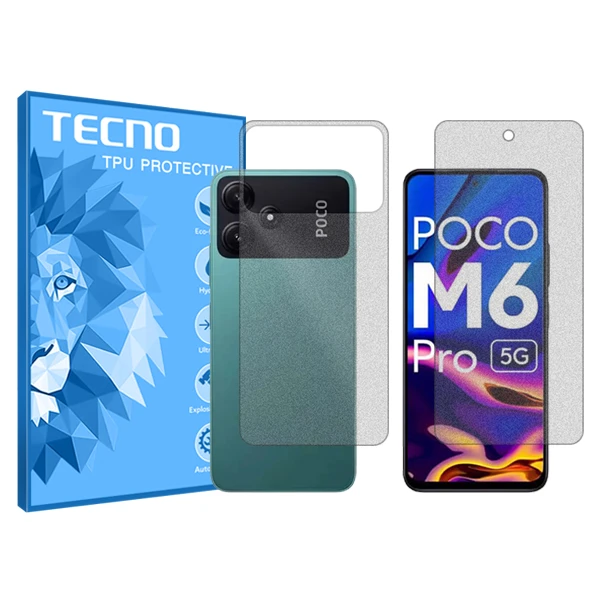محافظ صفحه نمایش مات تکنو مدل HyMTT مناسب برای گوشی موبایل شیائومی Poco M6 Pro 5G به همراه محافظ پشت گوشی