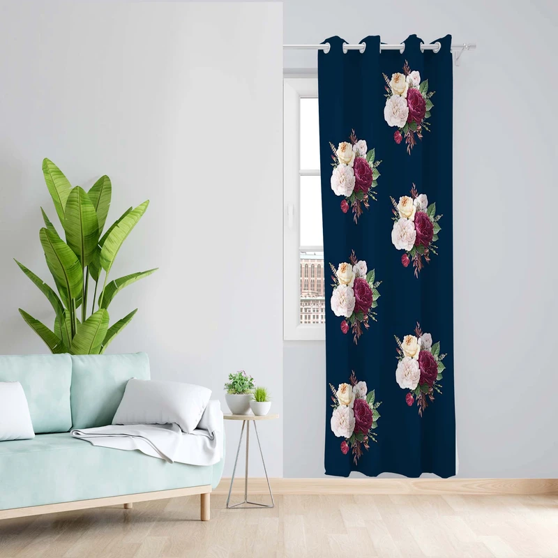 پرده طرح گل مدل مخمل پانچی کد 5380R z سایز 140x200 سانتی متر