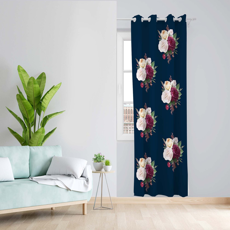 پرده طرح گل مدل مخمل پانچی کد 5380R z سایز 140x200 سانتی متر