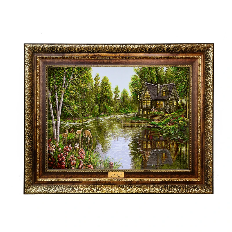 تابلو فرش ماشینی نقش نگار رضوی طرح منظره کد 1776H