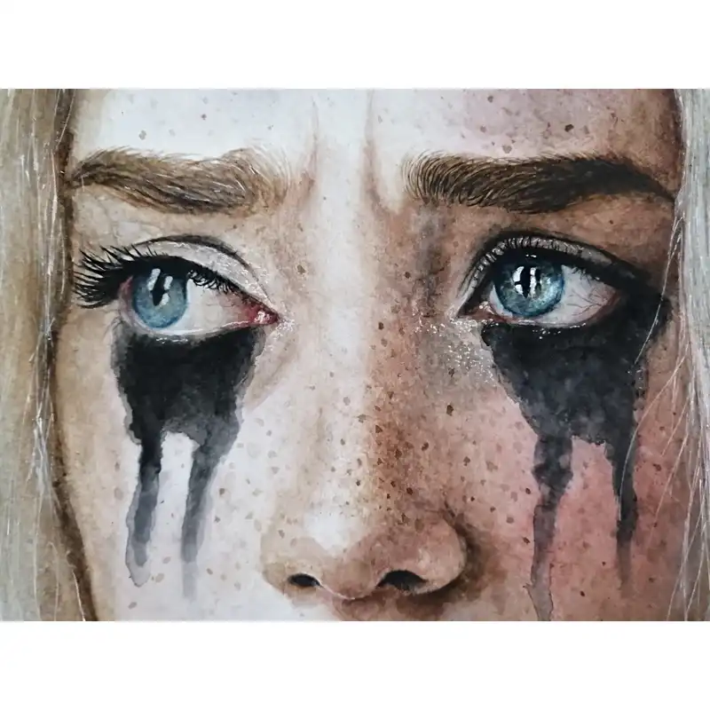 نقاشی آبرنگ طرح اشک