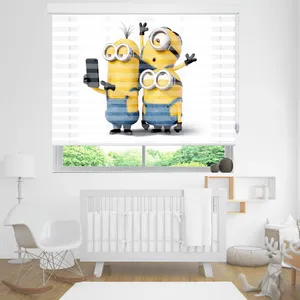 پرده زبرا زیو مدل مینیون ها کد K3114 سایز 100x200 سانتی متر