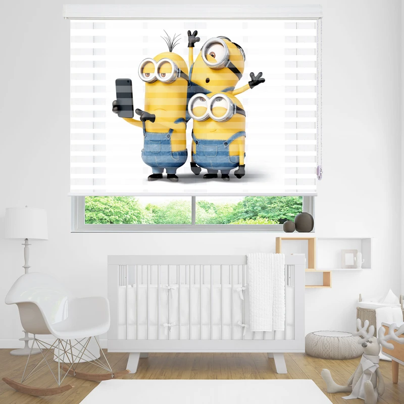  پرده زبرا زیو مدل مینیون ها K3114 سایز 100x280 سانتی متر