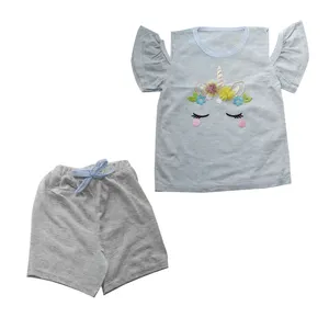 ست تی شرت و شلوارک دخترانه مدل unicorn رنگ آبی