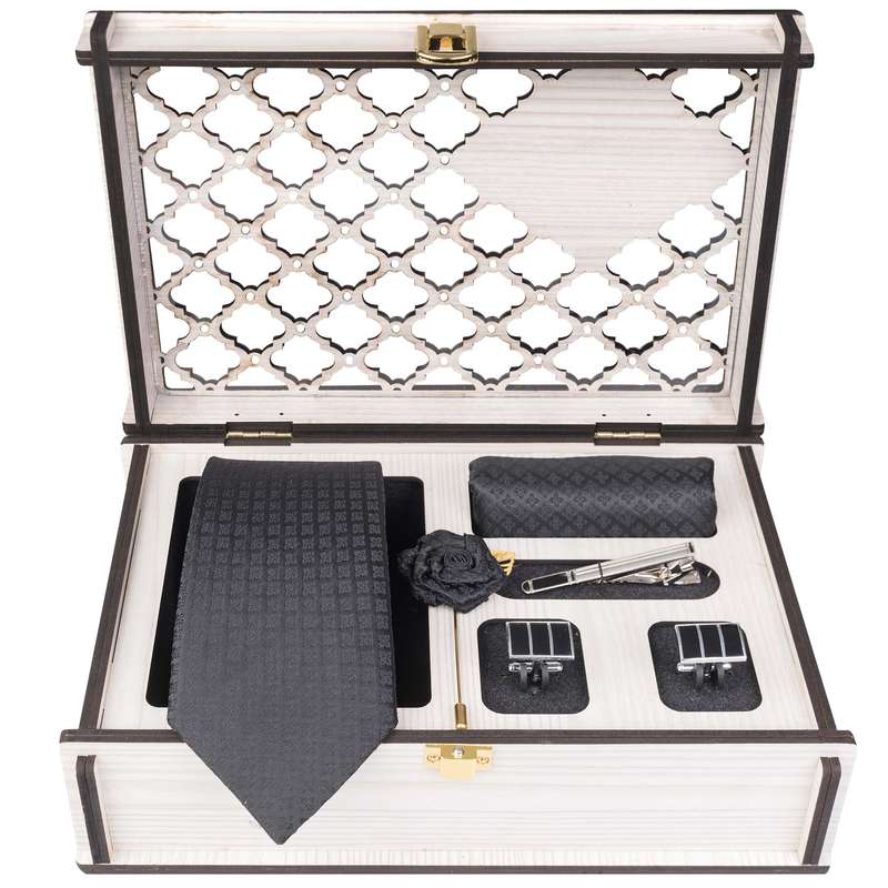 ست کراوات و گیره کراوات و دستمال جیب و دکمه سردست مردانه جیان فرانکو روسی مدل GF-PO950RE-BOX