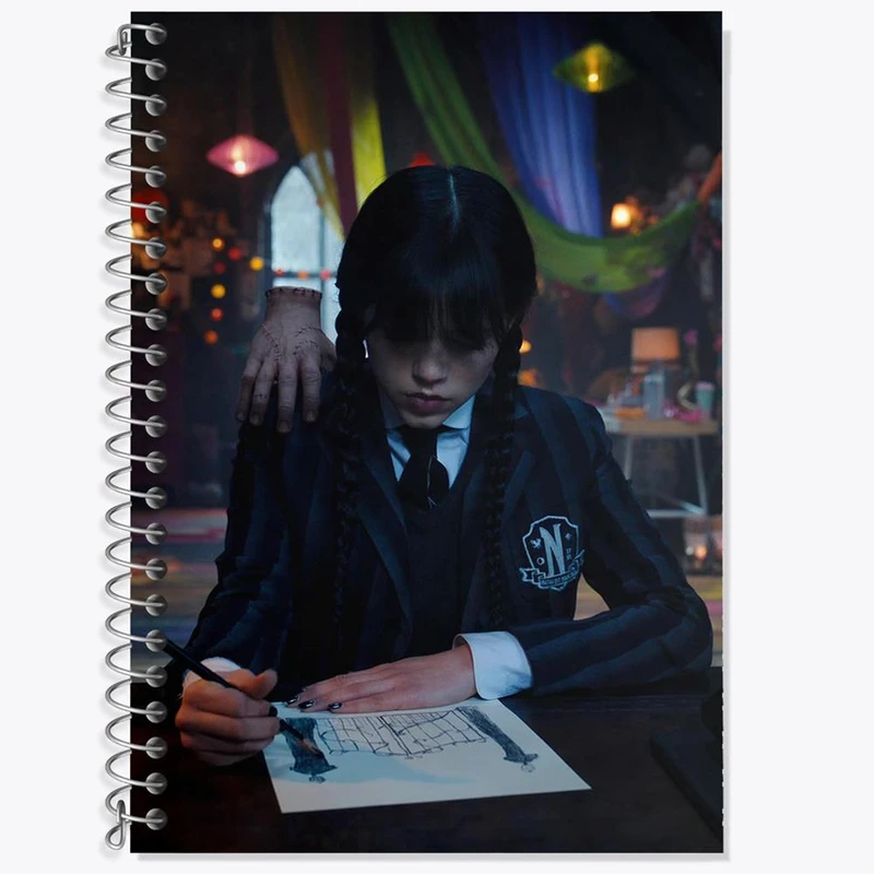 دفتر زبان 50 برگ خندالو مدل دو خط طرح سریال ونزدی Wednesday کد 25273