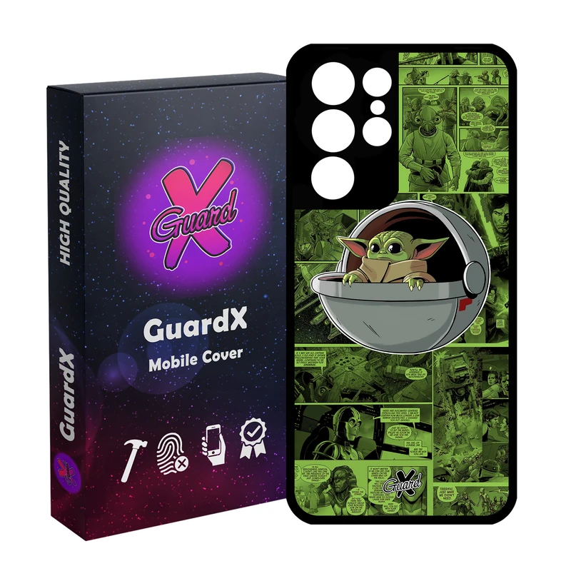 کاور گارد ایکس طرح Baby Yoda مدل Glass10477 مناسب برای گوشی موبایل سامسونگ Galaxy S21 Ultra