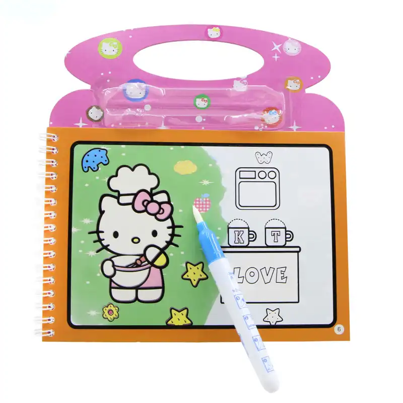 دفتر نقاشی مدل مجیک واتر طرح کیتی به همراه قلم