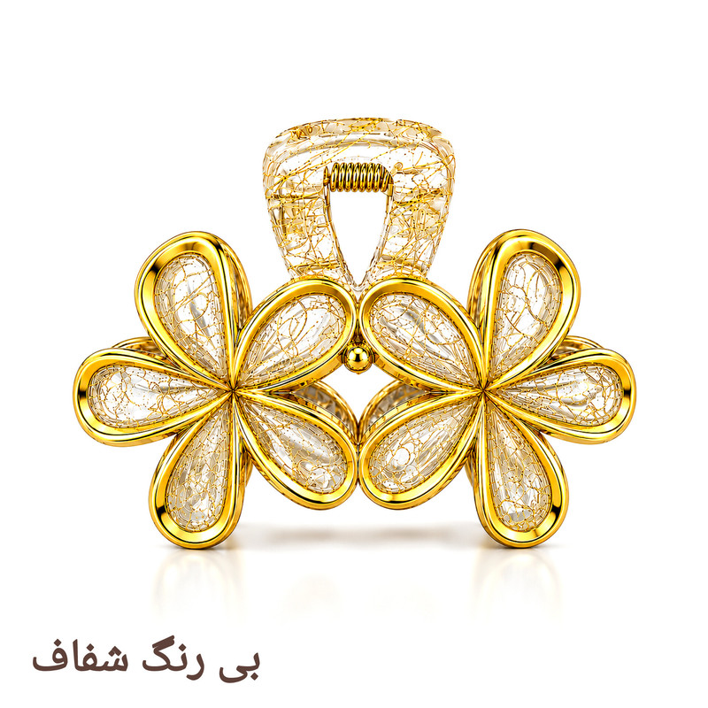 کلیپس مو زنانه مدل دو گل پلومریا کریستالی کد 001