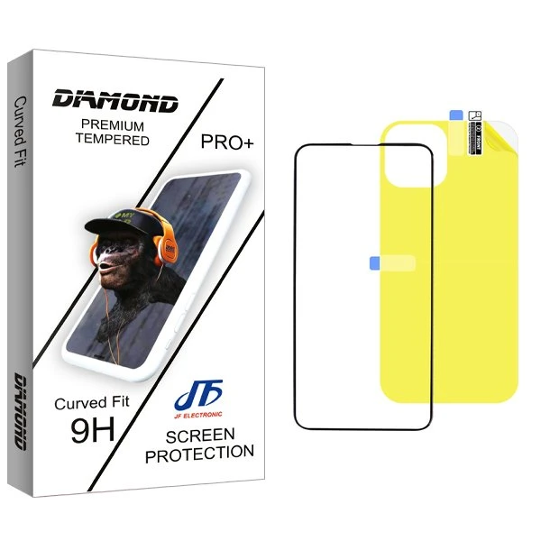 محافظ صفحه نمایش شیشه ای جی اف مدل Diamond مناسب برای گوشی موبایل اپل iPhone 14  به همراه محافظ پشت گوشی