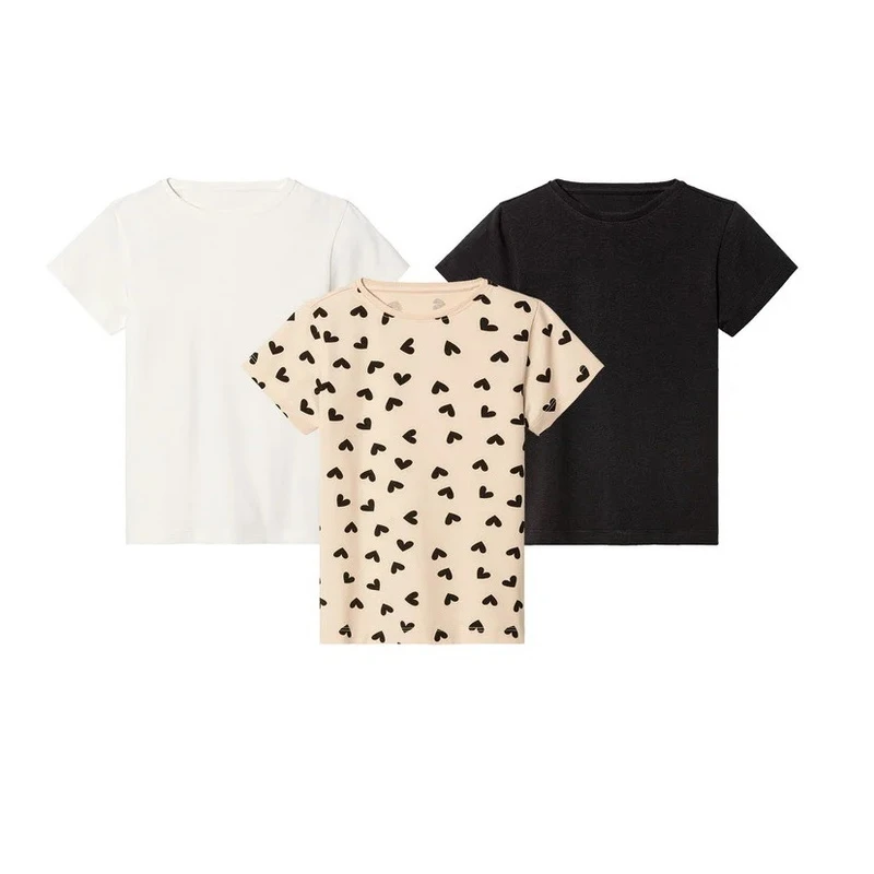 تی شرت آستین کوتاه بچگانه لوپیلو مدل قلب مجموعه سه عددی