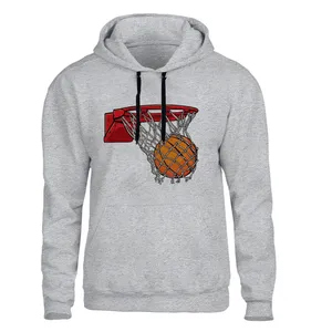 هودی مردانه مدل بسکتبال کد B521 رنگ طوسی