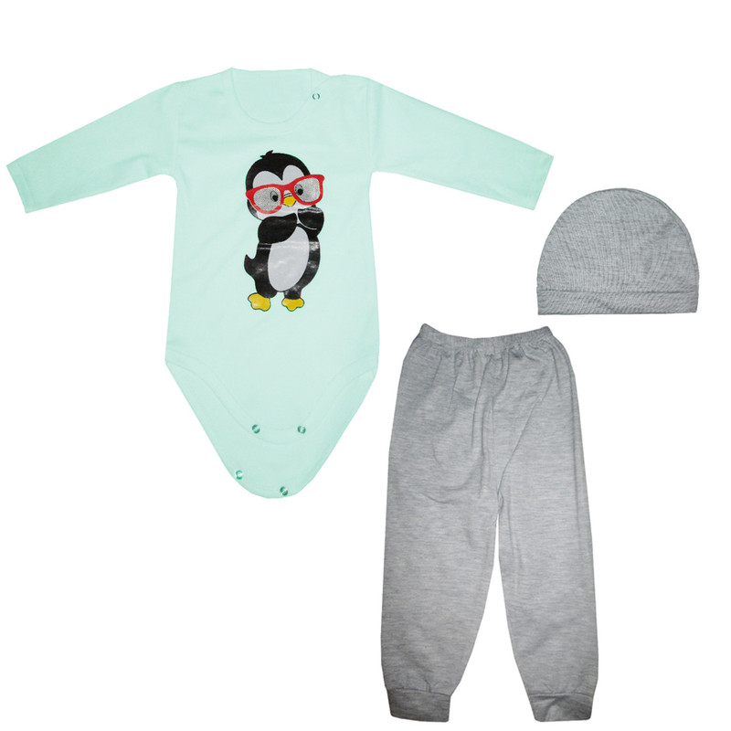 ست 3 تکه لباس نوزادی مدل پنگوئن 04