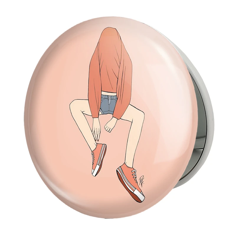 آینه جیبی خندالو طرح دختر مدل تاشو کد 2395 