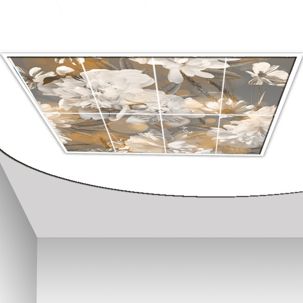 تایل سقفی طرح گل کد 3D1961-8 سایز 60x60 سانتی متر مجموعه 8عددی