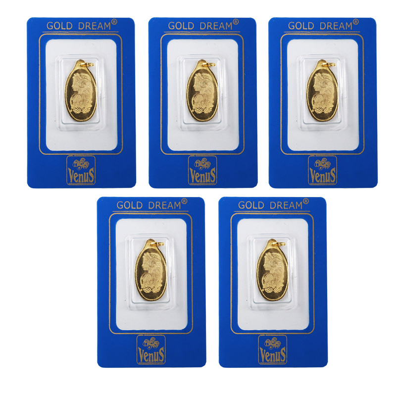 شمش طلا 18 عیار ونوس مدل K412 مجموعه 5 عددی