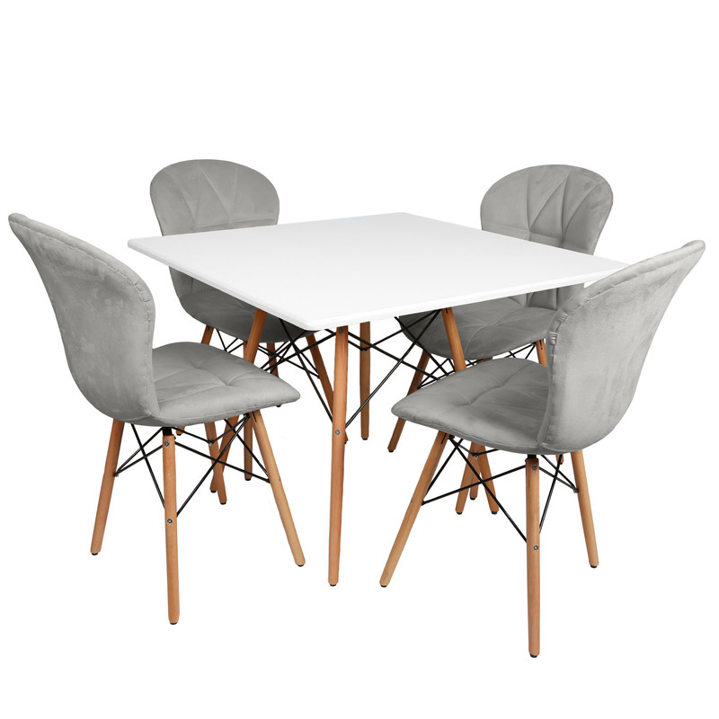 میز و صندلی ناهارخوری چهار نفره مدل ماهلین لمسه ای پایه ایفلی MS