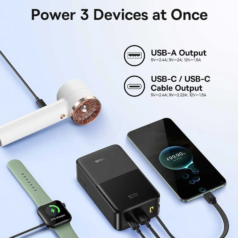 پاوربانک 22 وات بیسوس مدل EnerFill FC51 Bipow 2 Pro ظرفیت 30000 میلی‌آمپرساعت