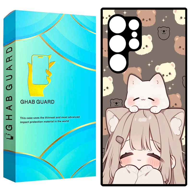 کاور قاب گارد طرح دختر و گربه مدل GCHPS23U مناسب برای گوشی موبایل سامسونگ Galaxy S23 Ultra 5G  