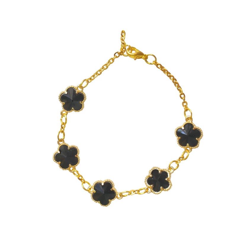 دستبند زنجیری زنانه طرح گل 4 پر کد BT-B