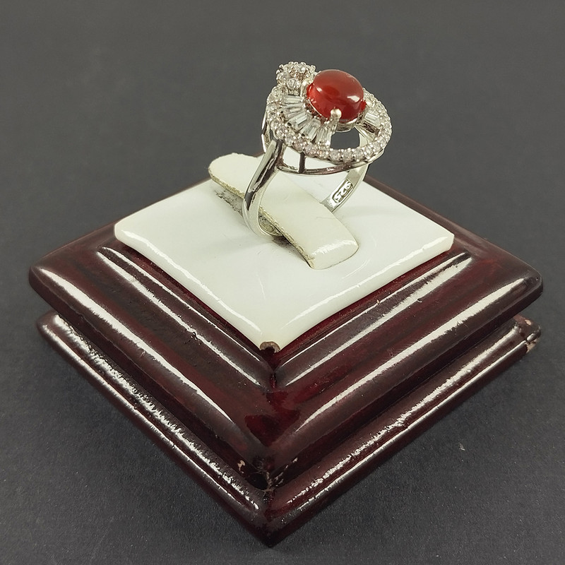 انگشتر نقره زنانه سلین کالا مدل عقیق سرخ کد 36