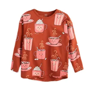 تی شرت آستین بلند دخترانه لیندکس مدل Coffe