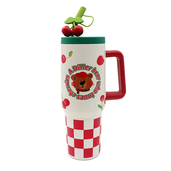 تراول ماگ مدل دیلر طرح خرس و گیلاس گنجایش 1200 میلی لیتر