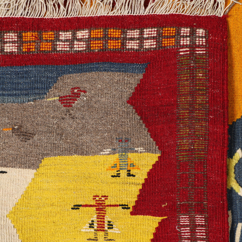 گلیم گبه دستبافت یک و نیم متری مدل عروسکی کد 4030554