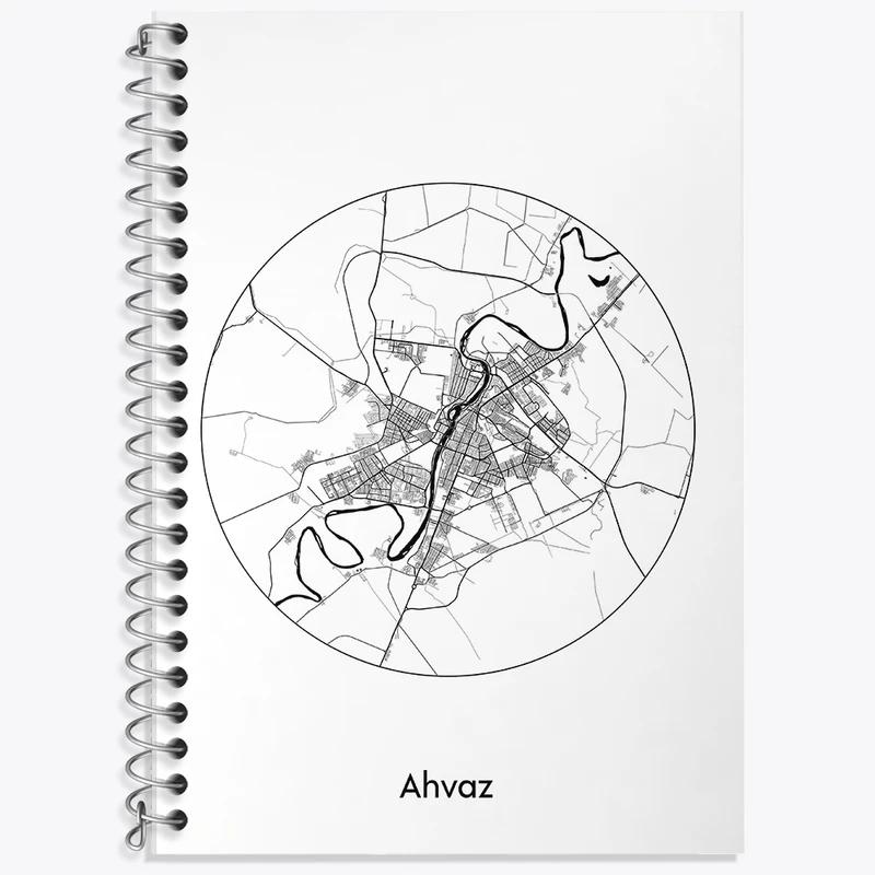 دفتر زبان 50 برگ خندالو مدل سه خط طرح نقشه شهر اهواز کد F1705