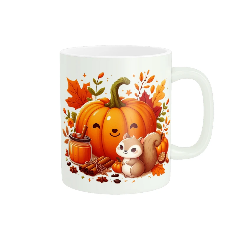 ماگ پادآفرین مدل پاییز طرح سنجاب و کدوتنبل کد PM706