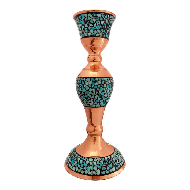شمعدان فیروزه کوبی مسی کد 003