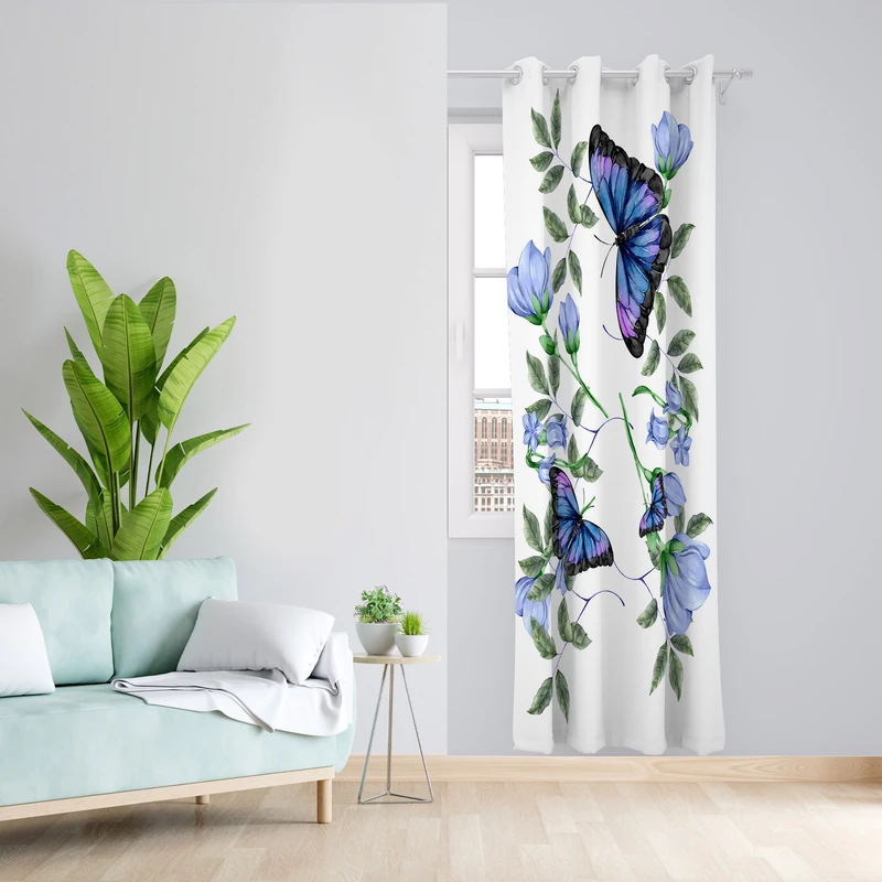 پرده طرح پروانه مدل مخمل پانچی کد 1846 z سایز 140x200 سانتی متر