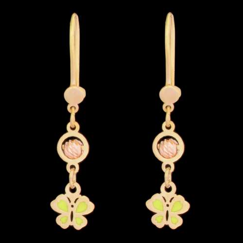 گوشواره طلا 18 عیار دخترانه طلای مستجابی مدل پروانه کد 76