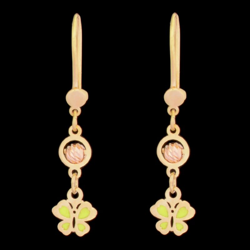 گوشواره طلا 18 عیار دخترانه طلای مستجابی مدل پروانه کد 76