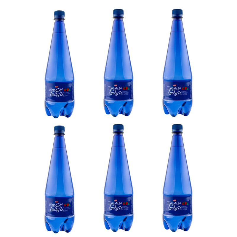 آب گازدار با طعم توت فرنگی لاکی یو کاله - 1 لیتر بسته 6 عددی