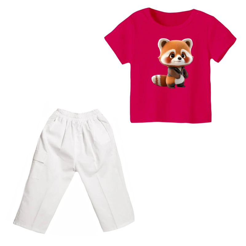 ست تی شرت و شلوارک دخترانه مدل روباه کد ۱۰