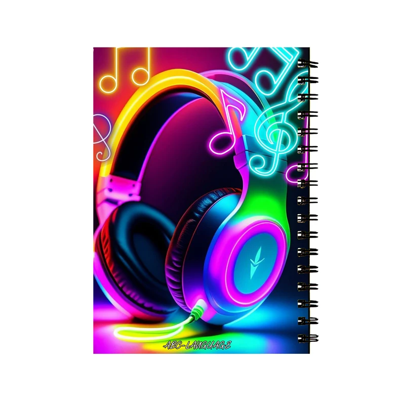 دفتر زبان 50 برگ طرح هدفون موسیقی کد 28