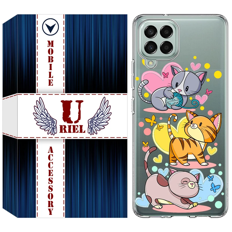 کاور یوریل مدل Clear کد 6 طرح گربه مناسب برای گوشی موبایل سامسونگ Galaxy A12 / A12 Nacho / M12 / F12