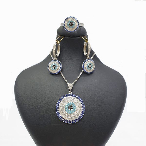 نیم ست نقره زنانه مدل چشم نظر AMT_N115