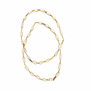 دستبند دخترانه مدل منجوق ملیله ای مروارید کد 65674 مجموعه 2 عددی