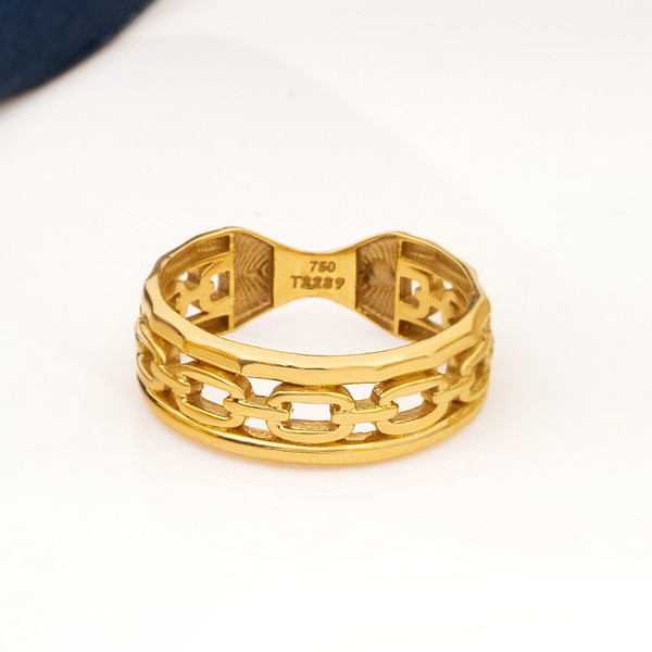 انگشتر طلا 18 عیار زنانه پرتوفینو  ماوی گالری مدل کمربندی